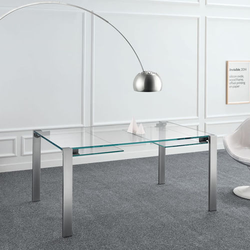 Contemporary table - LIVINGSTONE - TONELLI Design - metal / leather / chromed metal base