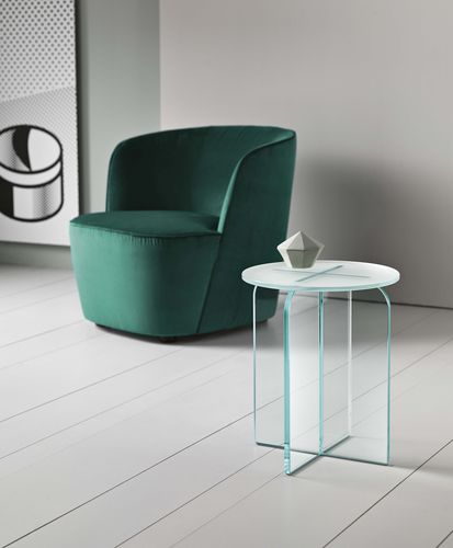 Contemporary pedestal table - OPALINA - TONELLI Design - glass / round / home