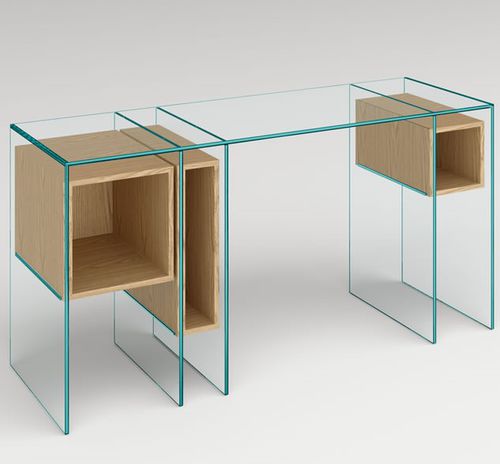 Contemporary sideboard table - Marcell - TONELLI Design - wooden / glass / glass base