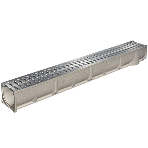Drainage channel with grating - MEAGARD II - MEA Water Management - MEA Bautechnik GmbH - polymer concrete / galvanised steel grate / cast iron grate