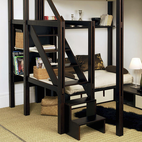 Straight staircase - ESPACE LOGGIA - wooden step / wooden frame / home