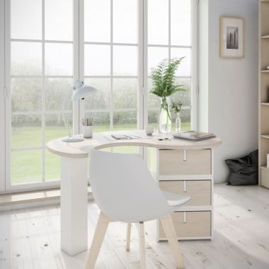 Contemporary desk - Palette - ESPACE LOGGIA - wooden / with storage compartment