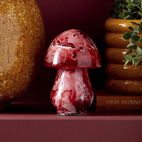 Blown glass sculpture - Mushroom - KARLSSON CLOCKS - free-standing / blue / red