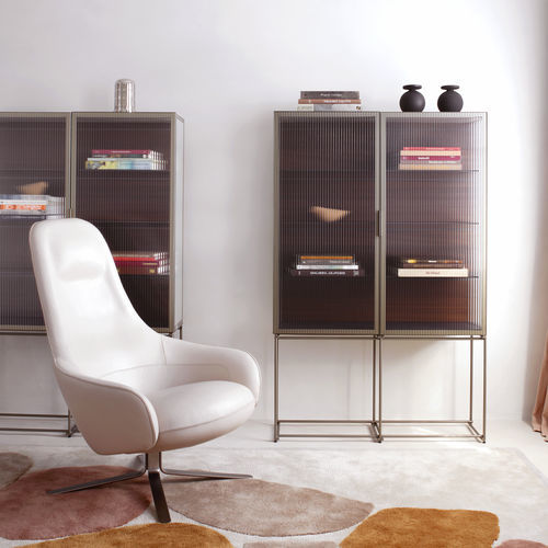 Contemporary display case - CANALETTO - CINNA - freestanding / glass / walnut