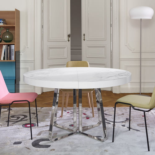 Contemporary dining table - AVA - CINNA - wooden / porcelain stoneware / chrome steel