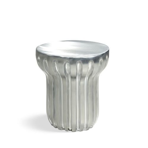 Contemporary side table - RADIAN - ROCHE BOBOIS - cast aluminum / metal base / round