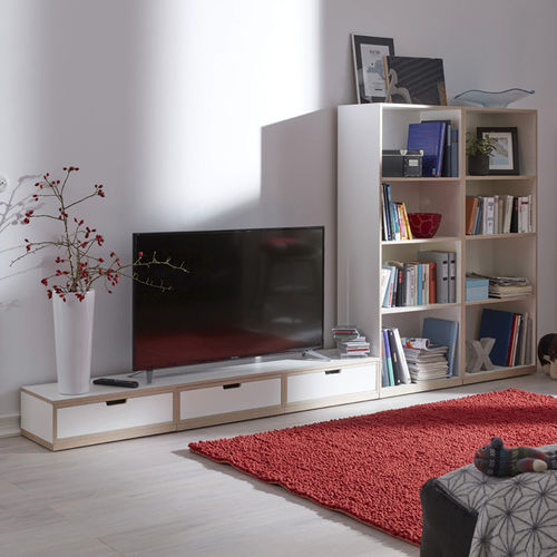 Contemporary TV wall unit - Mueller Moebelwerkstätten - plywood / birch / melamine