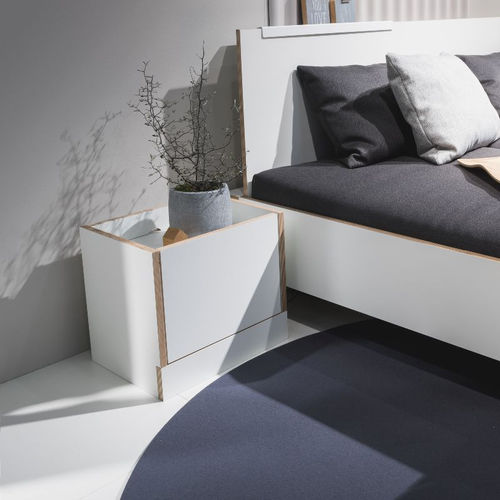 Contemporary bedside table - FLAI - Mueller Moebelwerkstätten - oak / birch / plywood