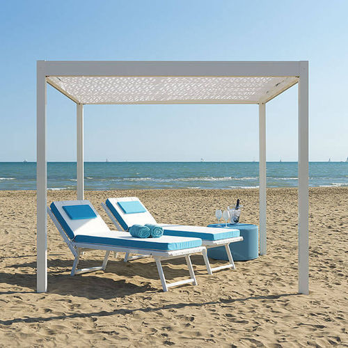 PVC gazebo - LEUCOS - Crema Outdoor S.r.l. - polyester / fabric roof / aluminum frame