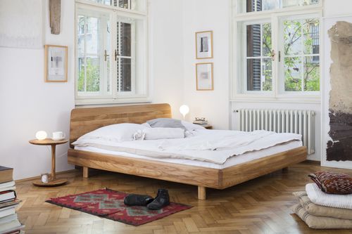 Double bed - FIN - Artisan Solid Wood Furniture - contemporary / with headboard / oak