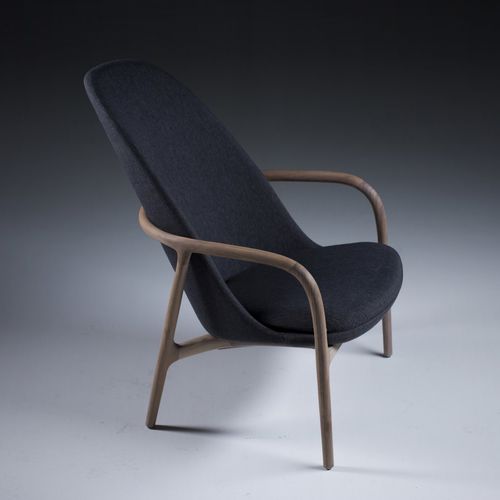 Contemporary armchair - NEVA - Artisan Solid Wood Furniture - leather / fabric / oak