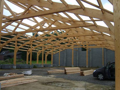 Glue-laminated wood portal frame - WASTIAUX MANÈGE	 - Artbois SA