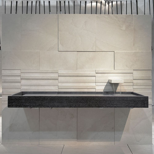 Wall-mounted washbasin - FUKUOKA - PIBA MARMI - natural stone / rectangular / contemporary