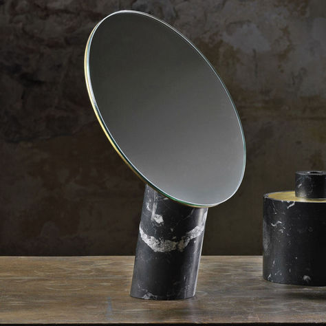 Table bathroom mirror - DESCO MIRROR - PIBA MARMI - contemporary / round / marble