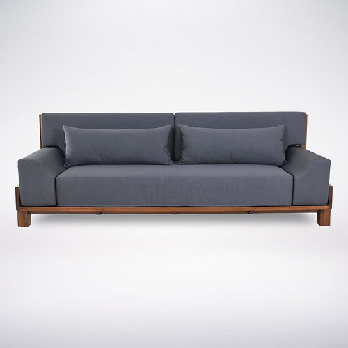 Contemporary sofa - MIRAI : PM.SO1-1.L - WARISAN - fabric / anthracite / wooden