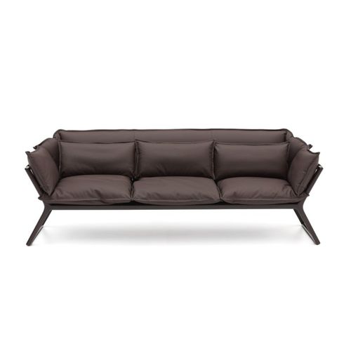 Contemporary sofa - STAY - Burotime Office Furniture - leather / brown / solid wood