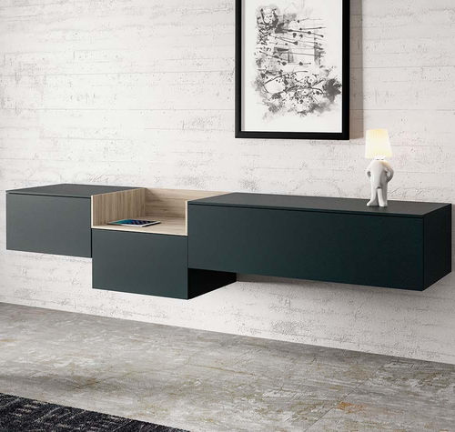 Contemporary TV wall unit - NEXT - Spectral Audio Möbel GmbH - lacquered wood / modular / with built-in light