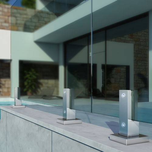 Aluminum railing - MS-125 - Panidis SA - glass panel / outdoor / for patio