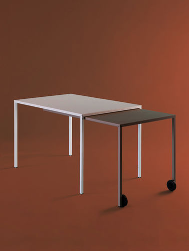Contemporary dining table - Rafale - Matière Grise - steel / steel base / rectangular