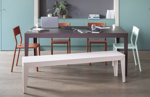 Contemporary garden bench - ZEF - Matière Grise - steel / aluminum / without backrest