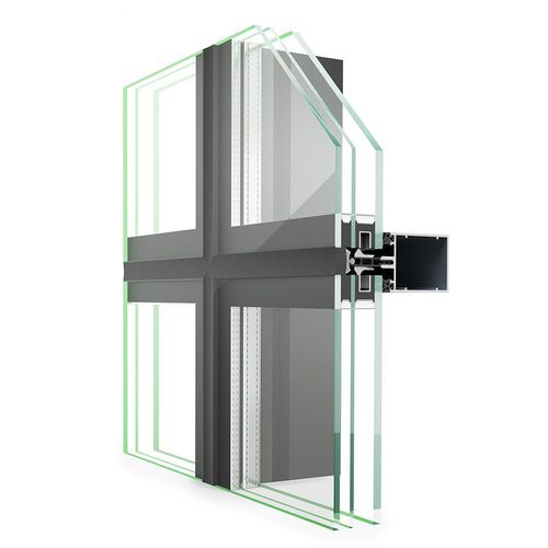 Panel curtain wall - TRIGON FS 050 SG - Hueck System GmbH & Co. KG - glass / metal and glass / with integrated insulation
