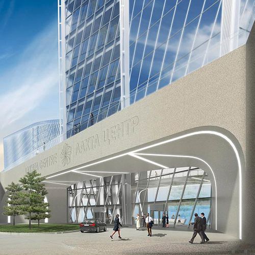 Stick system curtain wall - LAKHTA CENTER, ST. PETERSBURG - Design Factory cmb - glass / stainless steel