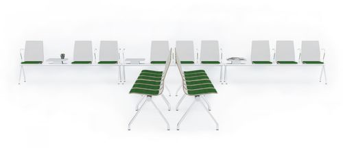 Fabric beam chair - AMANDA - mitab - oak / metal / 2-person