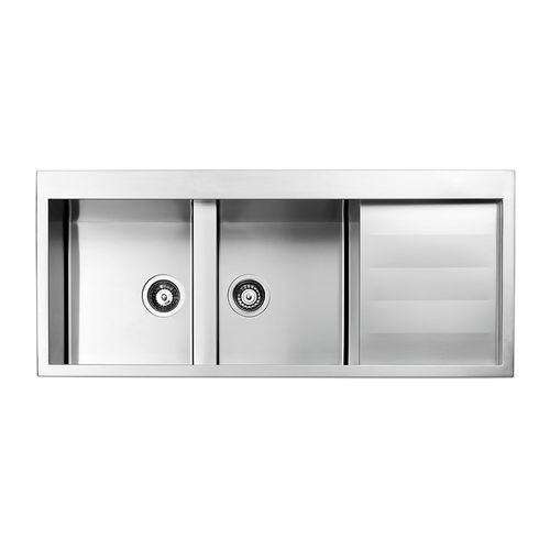 Double kitchen sink - AMALTHEA : SQ1162I - Apell S.p.A. - with drainboard / stainless steel / overmount