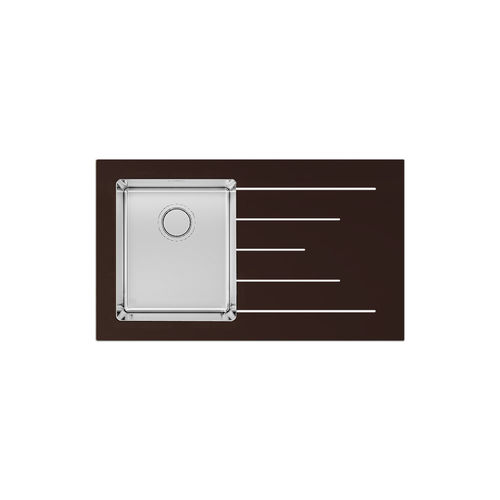 Single-bowl kitchen sink - PURA : PU861I - Apell S.p.A. - with drainboard / stainless steel / overmount