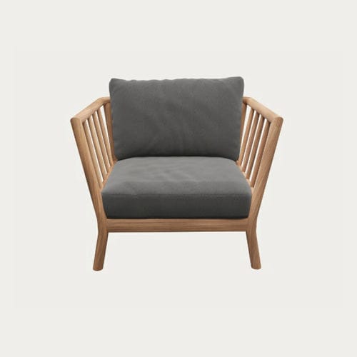Contemporary lounge chair - Fritz Hansen - fabric / solid wood / teak