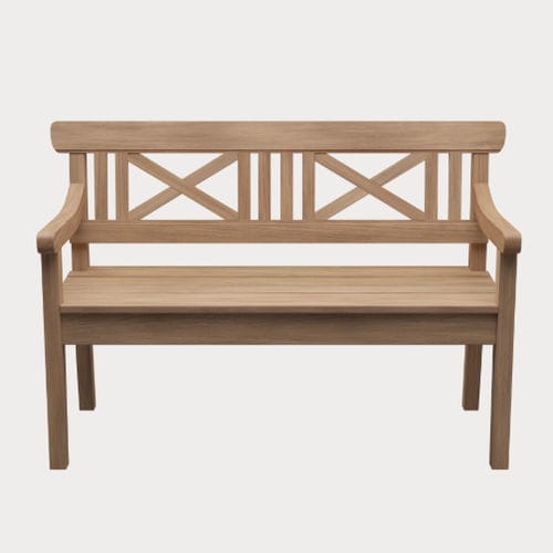 Contemporary bench - DRACHMANN - Fritz Hansen - solid wood / teak / with backrest