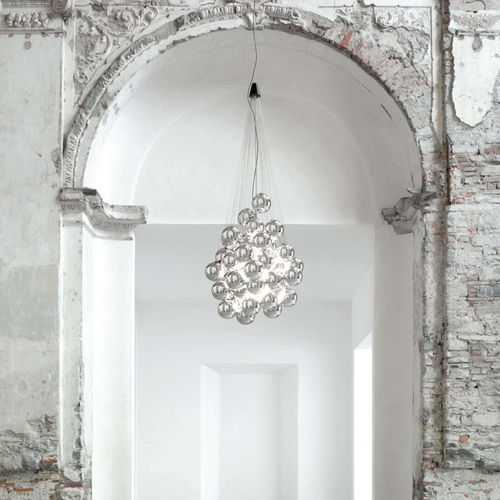 Contemporary chandelier - Stochastic - LUCEPLAN - stainless steel / blown glass / 1 light