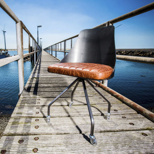 Industrial design chair - SL-060 - Waterman Meubelen B.V. (Sturdy-Legs) - leather / oak / walnut