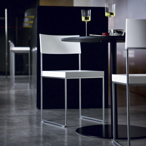 Contemporary chair - CUBA+CUBO - Lapalma - indoor / leather / lacquered wood