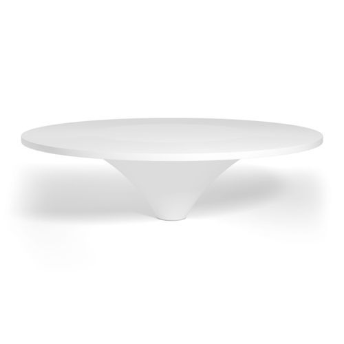 Contemporary table - French Concession - DePadova - Corian® / painted steel base / round
