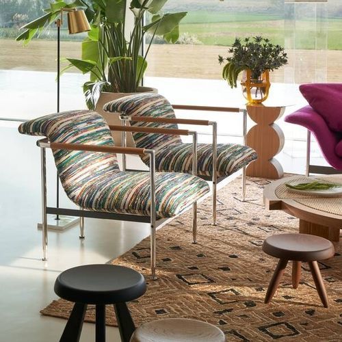 Contemporary armchair - ESOSOFT - Cassina - fabric / steel / with headrest