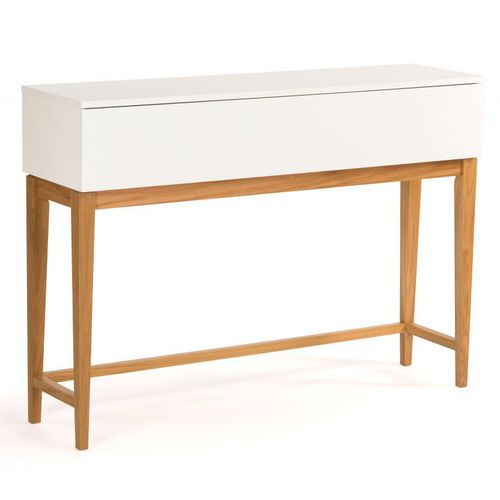 Contemporary sideboard table - BLANCO - Woodman Ltd. - melamine / oak base / rectangular