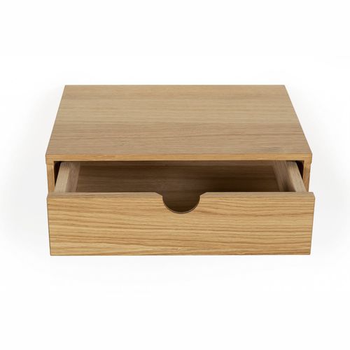Contemporary bedside table - FARSTA - Woodman Ltd. - oak / rectangular / with drawer
