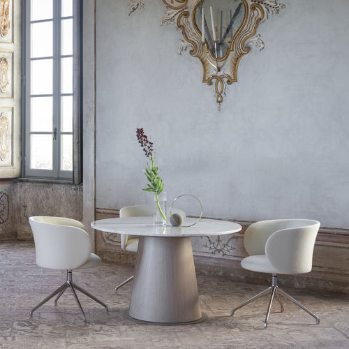 Contemporary table - DUOMO - IOC project partners - oak / metal / marble