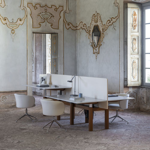 Bench desk system - GALLERIA - IOC project partners - free-standing / contemporary / wooden