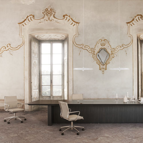 Contemporary boardroom table - MORE - IOC project partners - wooden / laminate / steel base