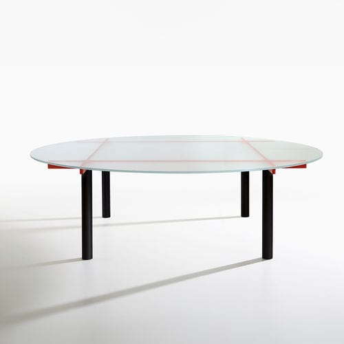 Contemporary boardroom table - BALANCE - IOC project partners - glass / metal base / rectangular