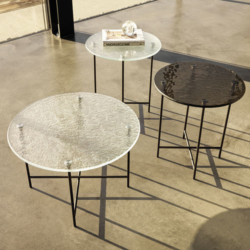 Contemporary coffee table - NEMU - desiree divani - glass / metal base / round