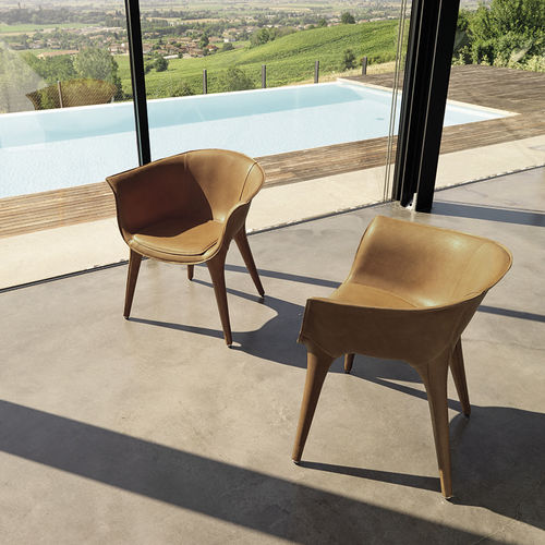 Contemporary chair - DORALEE - desiree divani - indoor / leather / chromed metal base