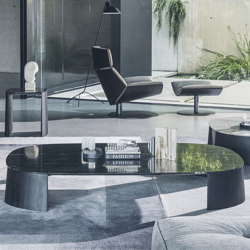 Contemporary coffee table - DORVAN - desiree divani - marble / iroko base / rectangular