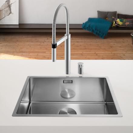 Single-bowl kitchen sink - 400/550-T-U - BLANCO GmbH + Co KG - without drainboard / stainless steel / overmount