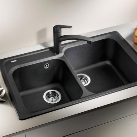 Double kitchen sink - CLASSIC 8 - BLANCO GmbH + Co KG - without drainboard / composite / overmount