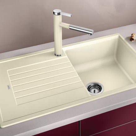 Single-bowl kitchen sink - ZIA 5 S - BLANCO GmbH + Co KG - with drainboard / composite / overmount
