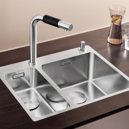 Double kitchen sink - ANDANO 340/180-IF/A - BLANCO GmbH + Co KG - without drainboard / stainless steel / overmount