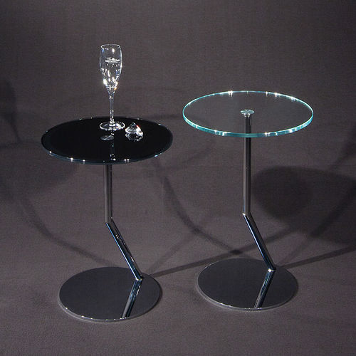 Contemporary side table - DISC - Dreieck GmbH - glass / chromed metal / round